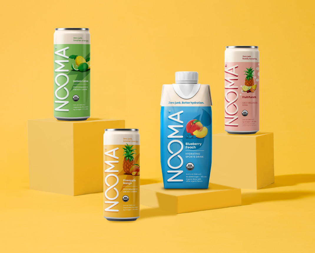 Nooma Packaging Redesign and Illustration beverage design branding energy drink fruit illustration illustration package design packaging redesign tetrapak