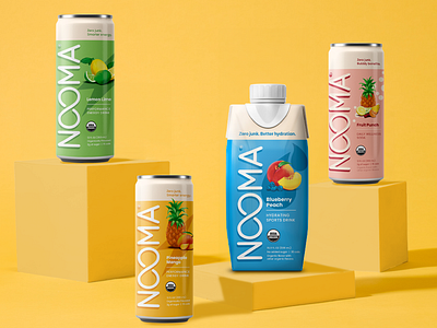 Nooma Packaging Redesign and Illustration beverage design branding energy drink fruit illustration illustration package design packaging redesign tetrapak