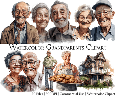 Watercolor Grandparents Clipart