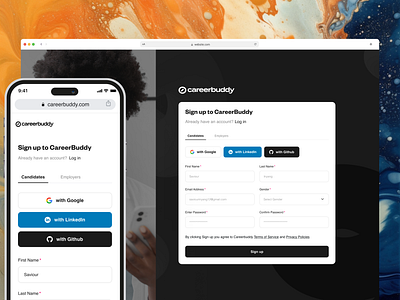 Sign up page - CareerBuddy branding design graphic design product design ui uiux ux