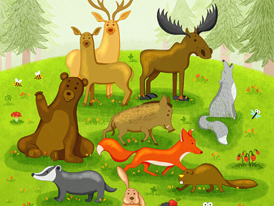 Forest animals. Children book. animal character animal illlustration animals book cover bookillustration character design children book children book illustration children illustration childrenillustration digital art digitalart forest forest animals illustration kidlit kidlitart lettering picture book picturebook