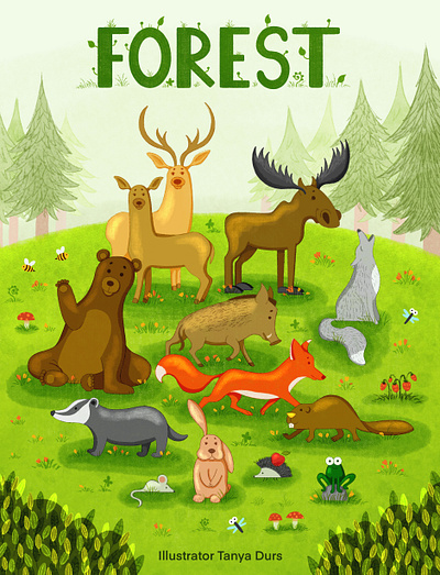Forest animals. Children book. animal character animal illlustration animals book cover bookillustration character design children book children book illustration children illustration childrenillustration digital art digitalart forest forest animals illustration kidlit kidlitart lettering picture book picturebook