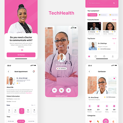 Tech Health: Because it matters branding landing page mobile app ui