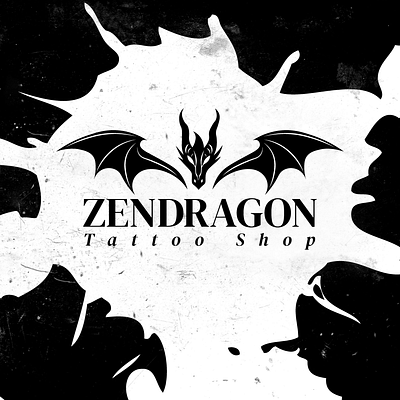 ZEN DRAGON tattoo shop (fictional brand) branding design graphic design illustration ilustrator logo typography