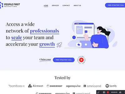 Landing page for a recruiting agency clean elementor figma homepage landingpage recruiting agency ui uidesign user interface design visualdesign wordpress