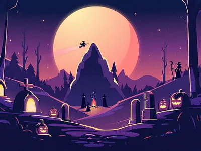 Bald Mountain bald mountain cemetery concept art editorial illustration game art graveyeard halloween illustration mountain mountains sabbath witch witches