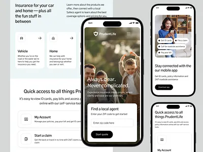 PrudentLife - Insurance Company Website Design [Responsive] accident business company company profile corporate family guarantee health insurance insured landing page life agent protection ui design web design website design