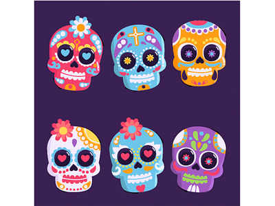 Hand Drawn Day of the Dead Skulls Illustration celebration day of the dead face festival halloween holiday illustration mexico skull symbol traditional vector