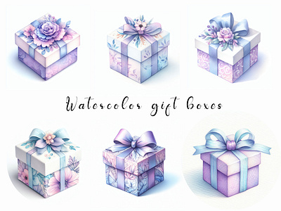 Watercolor gift boxes beautiful box decorative gift
