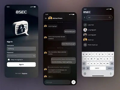 Private Chatting App 3d ui