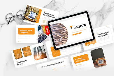 Onegrow PowerPoint Template agency business gsl key modern onegrow orange powerpoint ppt pptx presentation template seo marketing ui website white