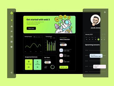 Web3 Educational Platform Dashboard analytics app ui branding cards dashboard design figma graphic design illustration logo ui web3