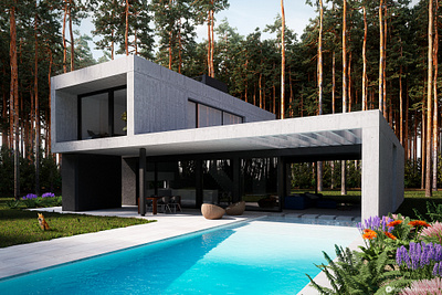 3D Rendering for the Private House with the Corona renderer 3d 3d modeling 3d rendering 3d visualization 3ds max architecture archviz corona renderer exterior visualization