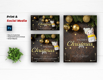 Social media and Christmas flyer christmas event facebook post flyer graphic design greeting instagram post invitation social media design social media post social media template