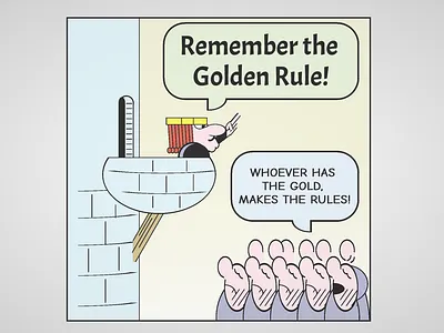 27. The Golden Rule - Single Div CSS Art (Divtober 2023) comic css css art cssart cynical design divtober funny goldenrule graphic design illustration king peasants rules singlediv web design wizardofid