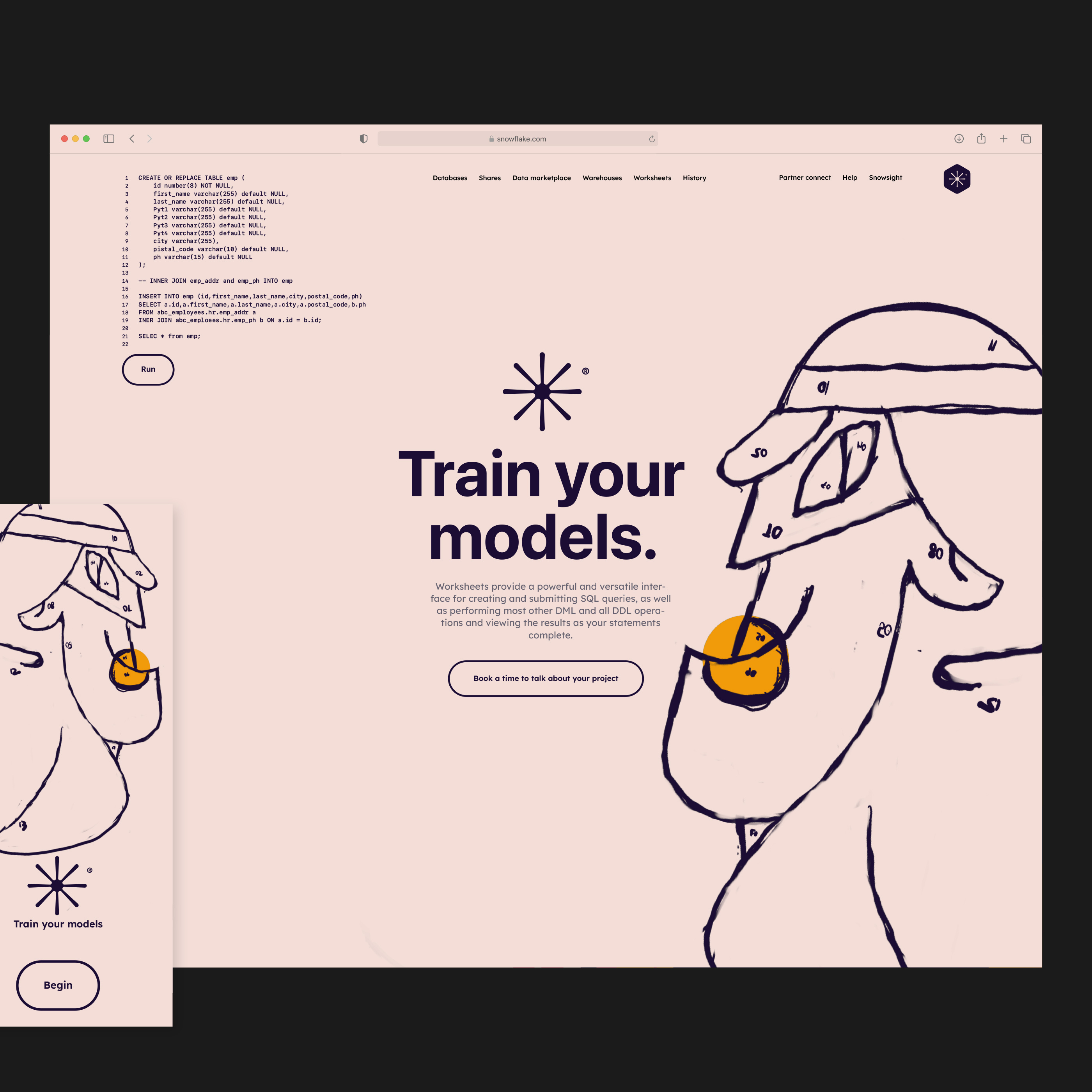 Train your models ❄️ Snowflake UI redesign & rebranding mobile