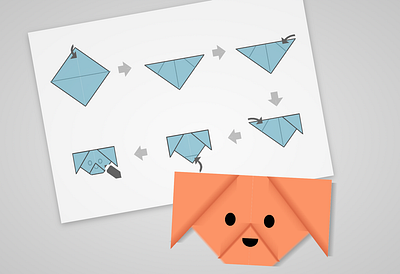 28. Origami - Single Div CSS Art (Divtober 2023) css css art cssart design directions divtober dog fold handmade illustration origami paper puppy singlediv web design