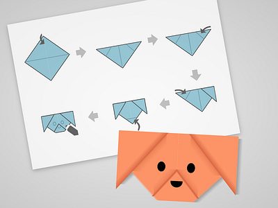 28. Origami - Single Div CSS Art (Divtober 2023) css css art cssart design directions divtober dog fold handmade illustration origami paper puppy singlediv web design