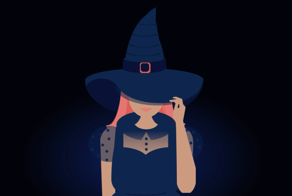 31. Witch - Single Div CSS Art (Divtober 2023) animated css cssart dark design divtober dress hair halloween hat illustration scary singlediv spooky web design witch witchy woman