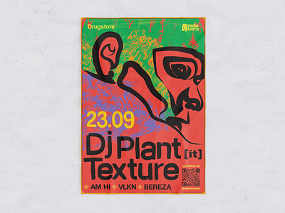 Radio Terra Night at Drugstore w/ Dj Plant Texture belgrade club dj graphic design music poster design