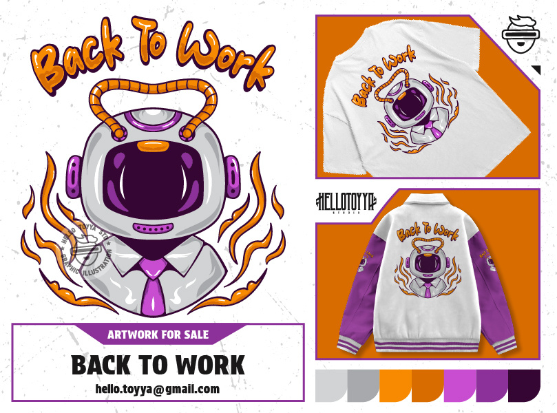(DESIGN FOR SALE) Astronaut Back to Work . T-shirt Design artwork artwork for sale astronaut back to school back to work branding clothing clothing brand custom artwork designforsale for sale merchandise print tshirt spaceship street art streetwear tshirt design tshirt designer tshirt illustration vintage