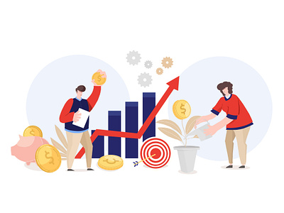 investment illustration branding concept design dribbble finance finance set flat future girl illustration investment investment illustration man mobile money bag plant ui ux vector web