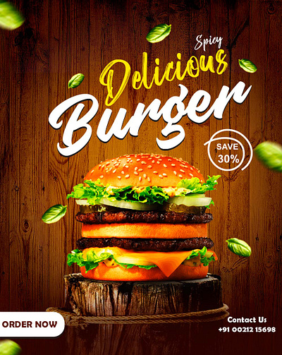 Burger Poster Design adobe photoshop branding burger poster design design food poster graphic design graphics photoshop social media poster ui