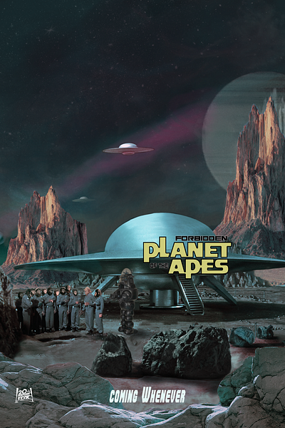 Forbidden Planet of the Apes apes exploration film forbidden planet military planet of the apes retro science fiction robby the robot robots sci fi science fiction spaceships