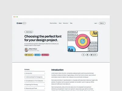 Dulo Blog Post app blog blog post branding component design font graphic design hero illustration landing page light light mode logo mockup neobrute typography ui ux vector