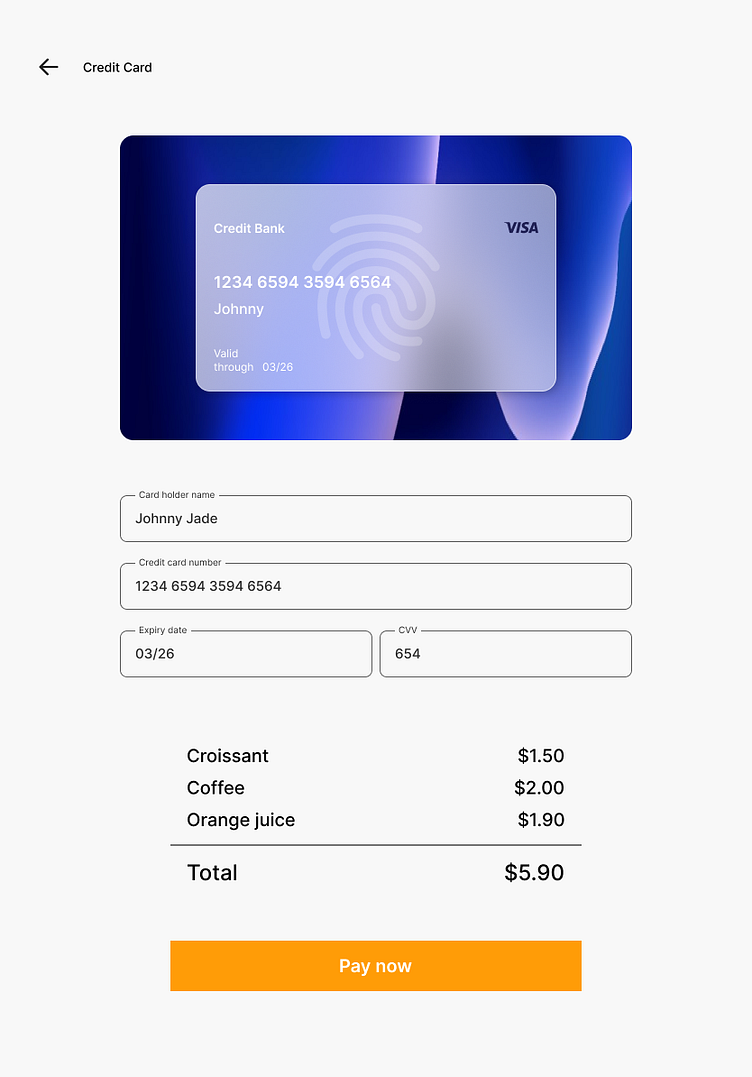 Credit card check out by Pramod B on Dribbble