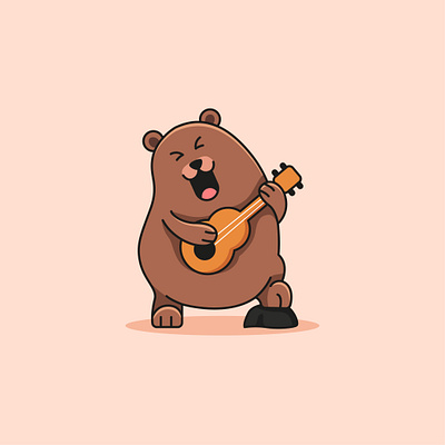 Cute Bear Singing cartoon cute design funny illustration logo