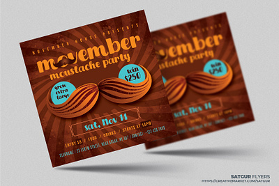 Movember Party Flyer Template PSD advertisement beard download psd event flyer invitation moustache party movember flyer nightclub november photoshop psd retro social media banner template