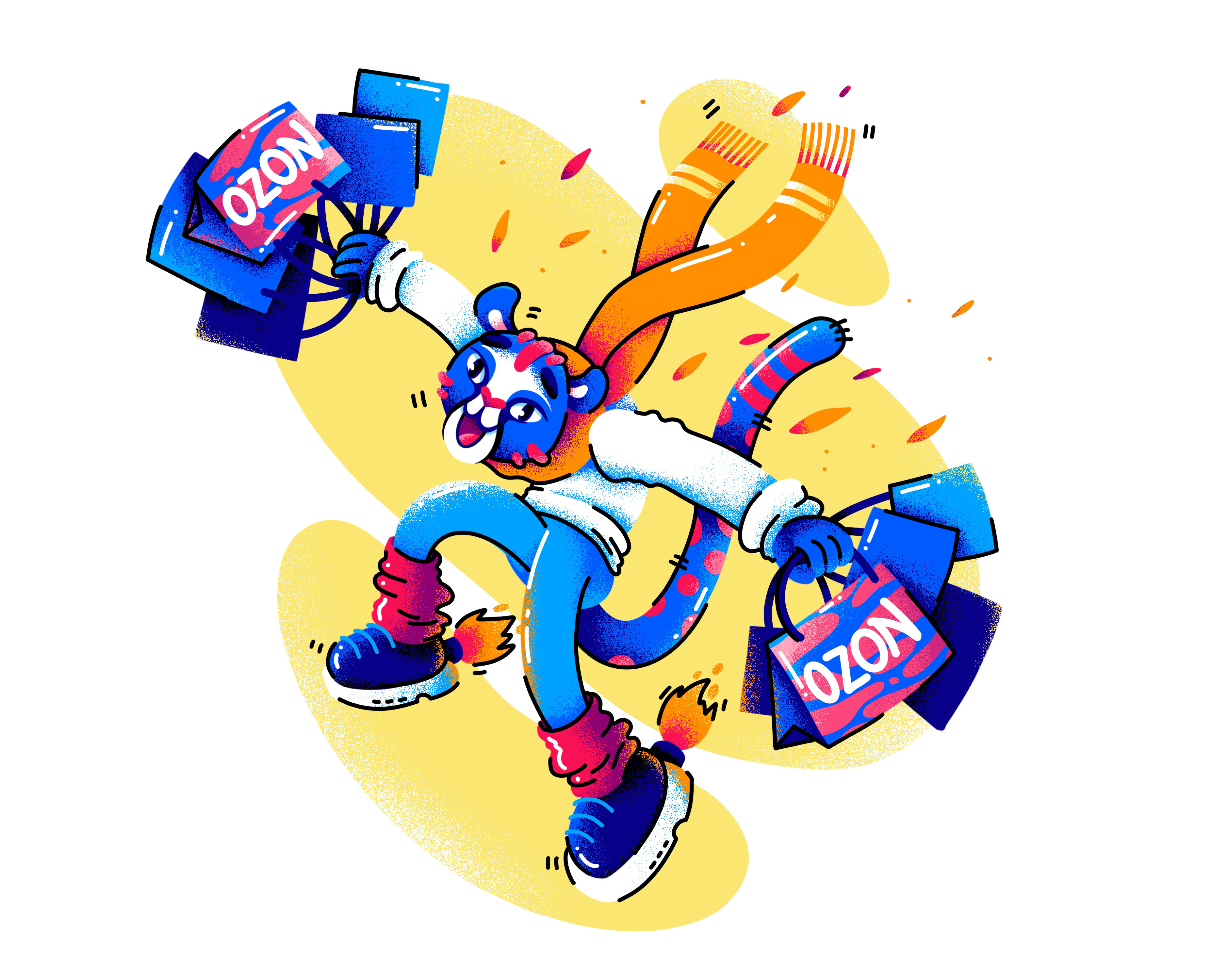 Ozzi - brand character for OZON marketplace animal autumn brand character branding cat character character design cheetah grain illustration marketplace mascot ozon sale shopping visual identity