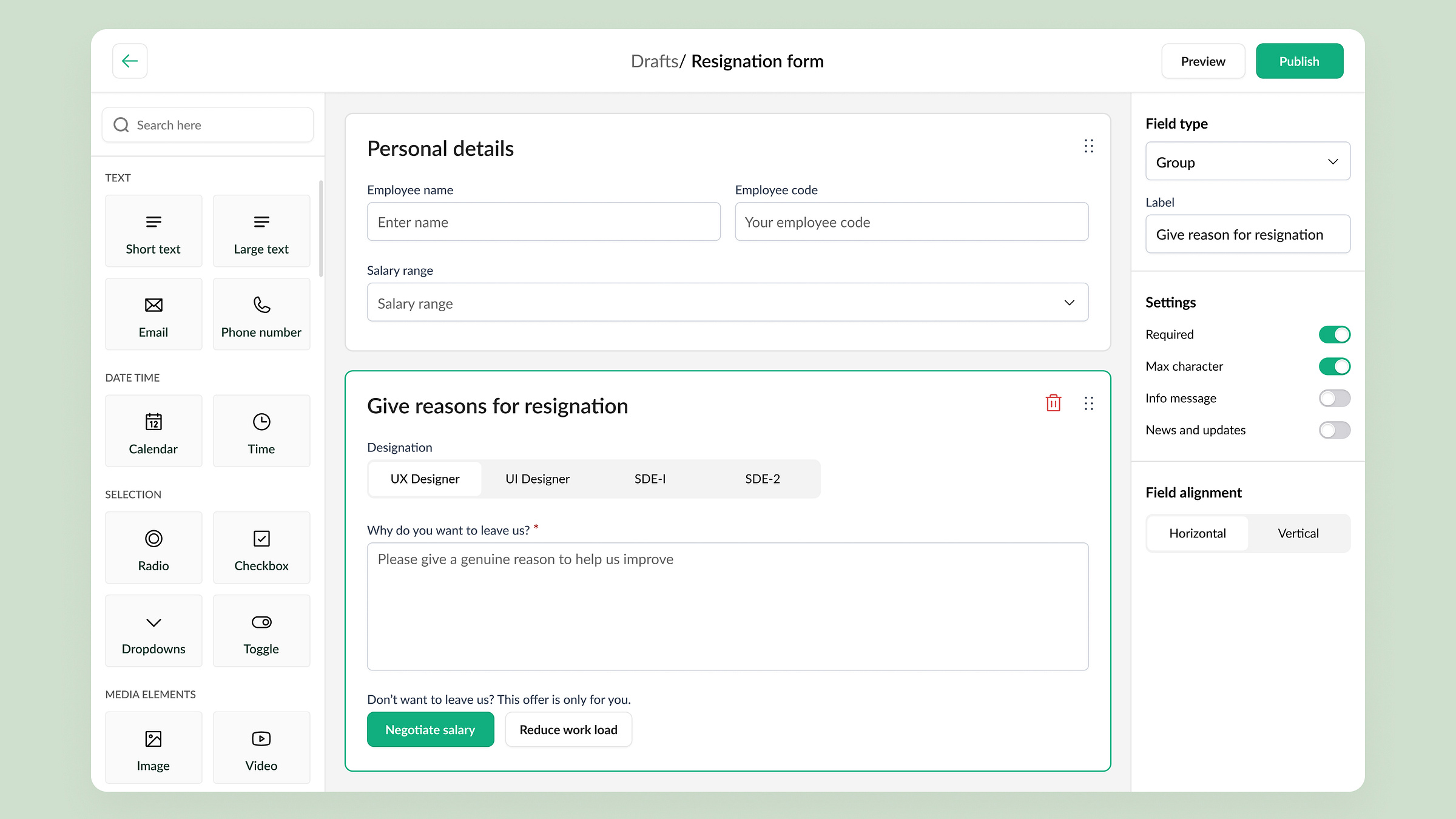 servicenow ui builder form component