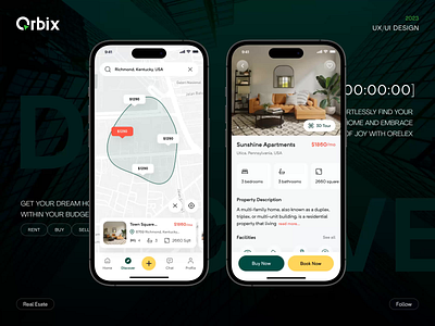 Orelax: Real Estate App | Discover Flow | Orbix Studio app family motion graphics