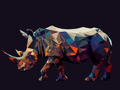 POLYART graphic design illustration polyart rhino rhinoceros vector