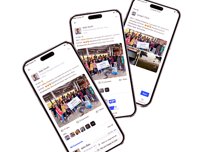 Community App app application design comments community design feed design home screen likes linkedin post post detail screen profile ui ui design ux ux design web design website design