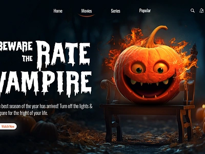 Movie Streaming Halloween Theme Landing Page🎃🍿 app design clean ui dark ui ghost halloween horror landing page mobile app design mobile design monster movie app movie streaming pumpkin scary spooky streaming stylized halloween tv show ui web page