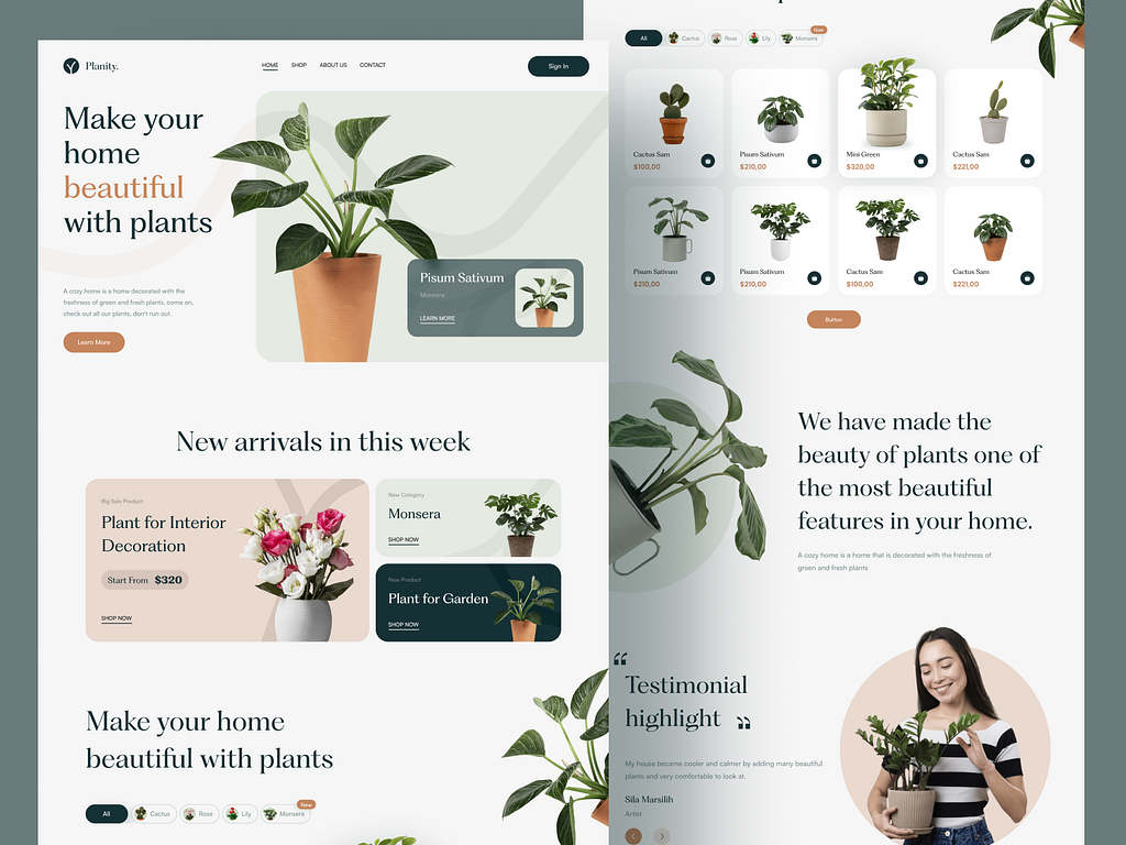 Planity - Plant Landing Page Exploration by Paperpillar on Dribbble