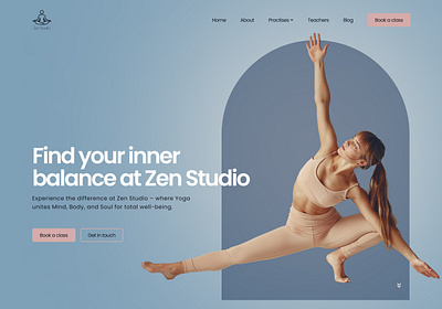 The Yoga Studio's Aesthetically Designed Hero Page aesthetic blue branding calm design graphic design hero inspiration logo typography ui webpage women yoga yogastudio