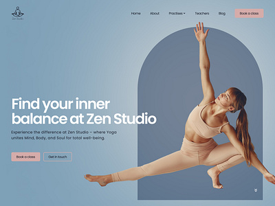 The Yoga Studio's Aesthetically Designed Hero Page aesthetic blue branding calm design graphic design hero inspiration logo typography ui webpage women yoga yogastudio