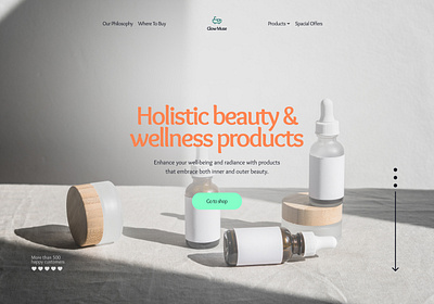 The Holistic Beauty and Wellness Products Hero Page animation branding calm design graphic design holistic illustration logo shop typography ui wellness
