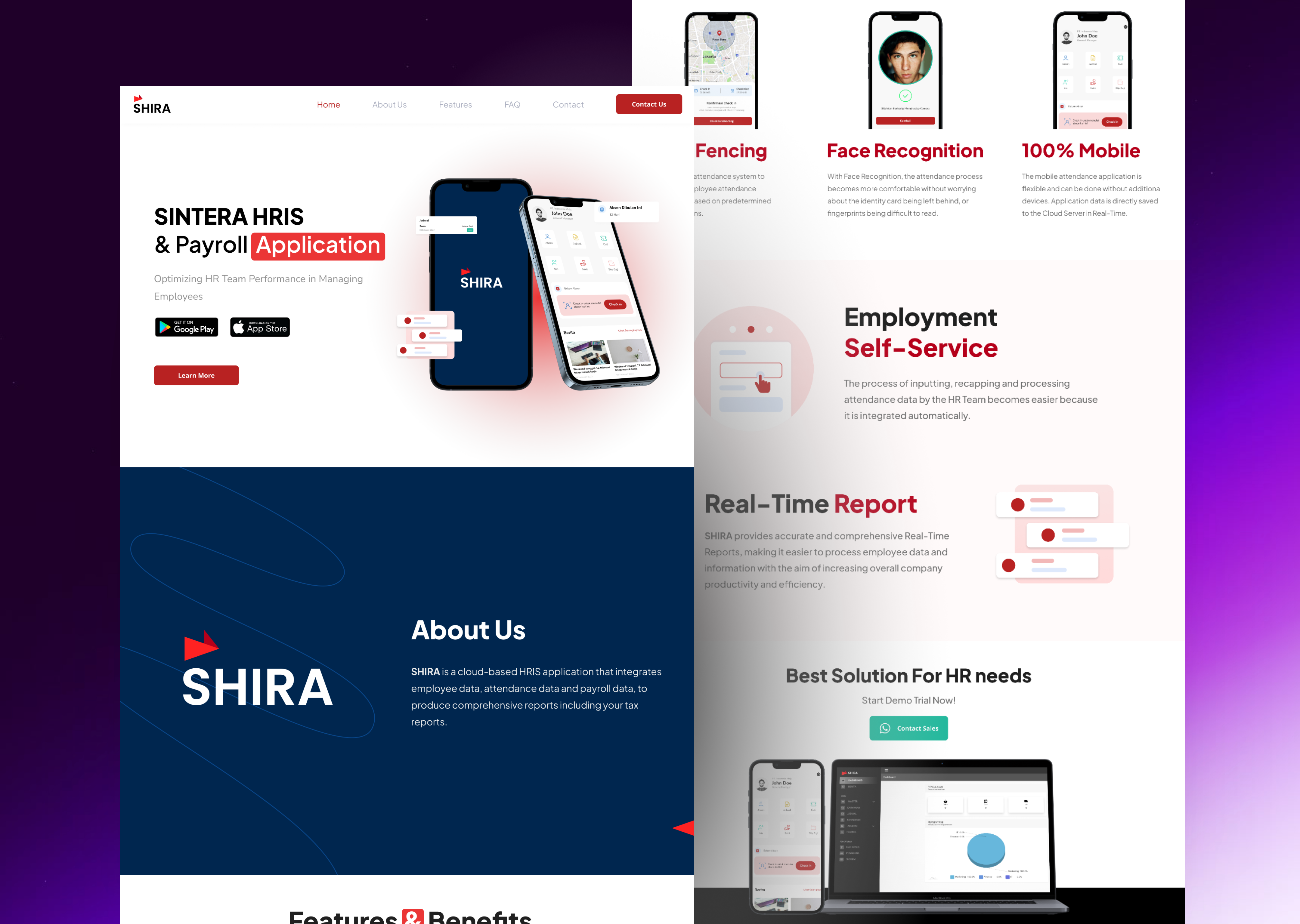 SHIRA - Company Profile Website app branding business company profile design finance graphic design hr human resource landing page mobile mobile apps saas tech ui ui design user interface ux ux design website