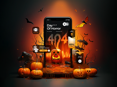 Halloween - Mobile App Concept black concept creative daily ui daily ux dark graphic design halloween illustration inspiration ios mobile app modern orange scary stylish ui ux