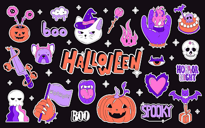 HALLOWEEN stickers adobe illustrator app branding character design graphic design halloween halloween party illustration logo spooky stickers ui vector
