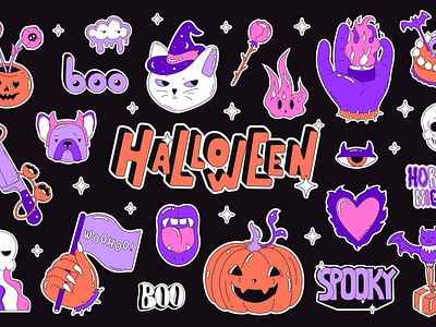 HALLOWEEN stickers adobe illustrator app branding character design graphic design halloween halloween party illustration logo spooky stickers ui vector