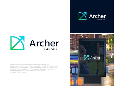 Archer Square | Bow Arrow Simple Logo archer archery arrow arrowhead bow branding business design graphic design illustration logo logo design minimal minimalist modern simple square success target vector
