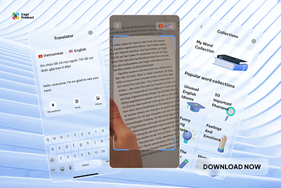 Translator Scan App - Glassmorphism Style app app design design mobile translator app translator scan ui ui design ui ux