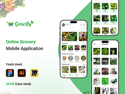 Grocery App(UI/UX Full Case Study) delivery page design food delivery app graphic design grocery app grocery case study grocery deliver app grocery delivery page grocery homepage grocery profile page grocery ui grocify local grocery ui local grocey app online grocery app online grocery case study online grocery ui ui ux case study ui ux case stuy