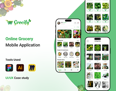 Grocery App(UI/UX Full Case Study) delivery page design food delivery app graphic design grocery app grocery case study grocery deliver app grocery delivery page grocery homepage grocery profile page grocery ui grocify local grocery ui local grocey app online grocery app online grocery case study online grocery ui ui ux case study ui ux case stuy